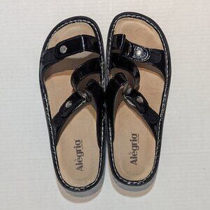 Alegria By PG Lit Black patent Leather Comfort Sandals 39 8